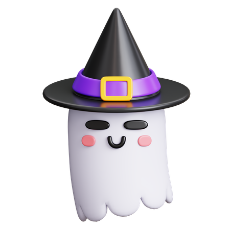 Fantasma com chapéu de bruxa  3D Icon