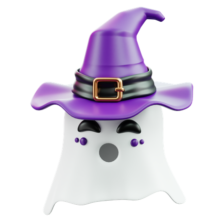 Fantasma com chapéu de bruxa  3D Icon