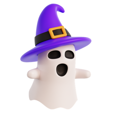 Fantasma com chapéu de bruxa  3D Icon