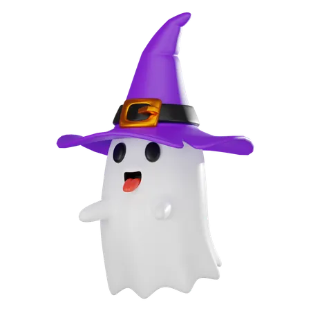 Fantasma com chapéu de bruxa  3D Icon