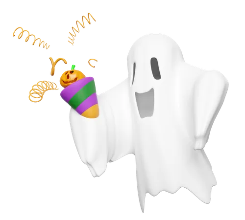 Fantasma com confete  3D Icon