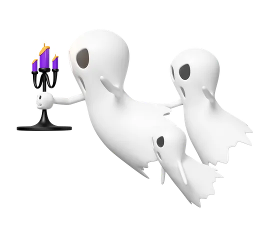 Fantasma com castiçal  3D Icon