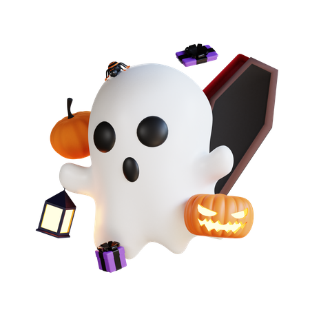 Fantasma con ataúd  3D Illustration