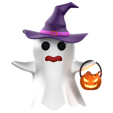 Fantasma con calabaza  3D Icon