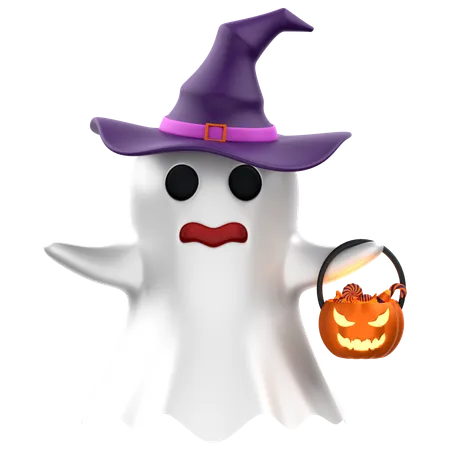 Fantasma con calabaza  3D Icon