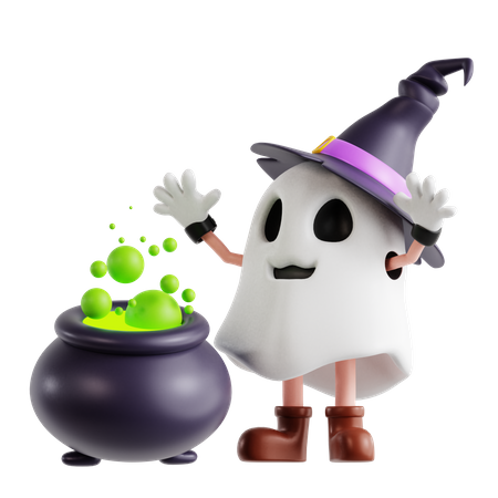 Fantasma con caldero  3D Illustration