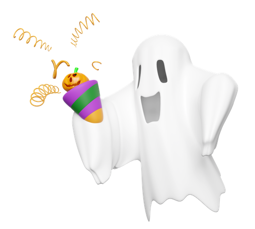 Fantasma con confeti  3D Icon