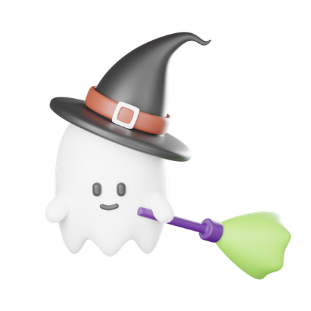 Fantasma con palo de escoba  3D Icon