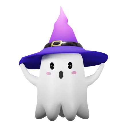 Fantasma de halloween com chapéu  3D Icon