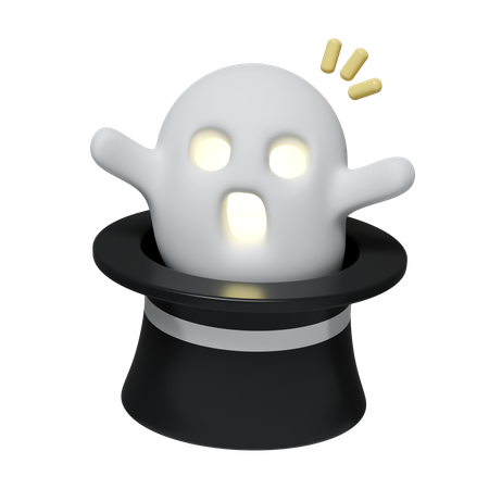 Fantasma de Halloween com chapéu de mágico  3D Icon