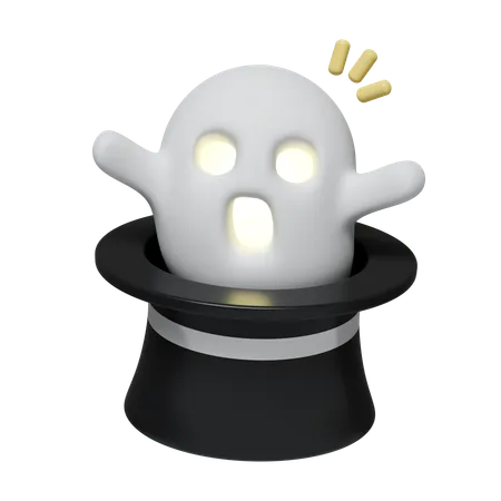 Fantasma de Halloween com chapéu de mágico  3D Icon