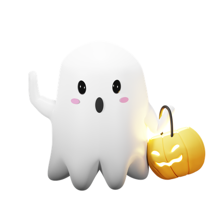 Fantasma de Halloween com lanterna  3D Icon