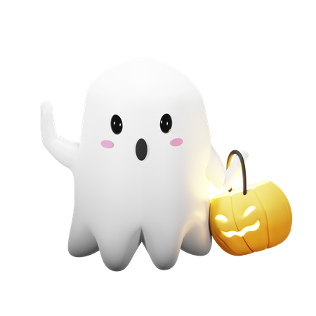 Fantasma de halloween con linterna  3D Icon