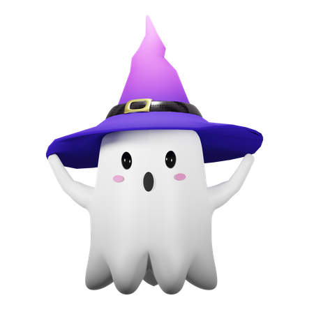 Fantasma de halloween con sombrero  3D Icon