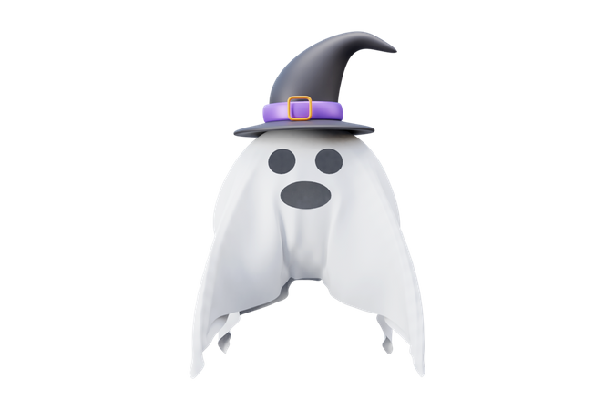 Fantasma de halloween con sombrero  3D Icon