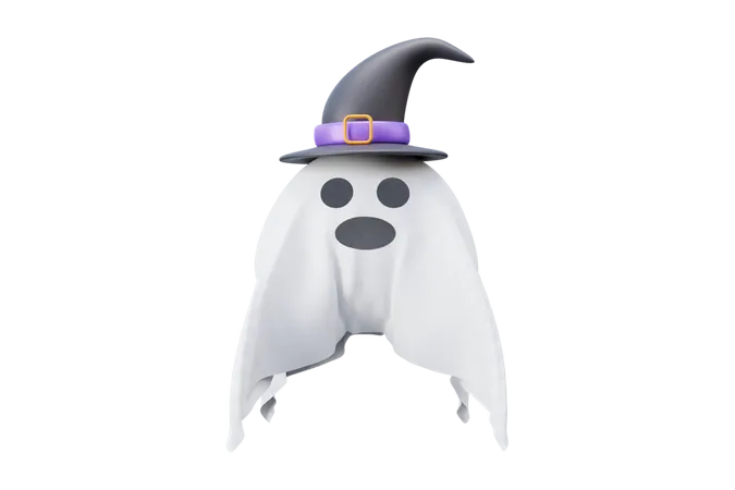 Fantasma de halloween con sombrero  3D Icon