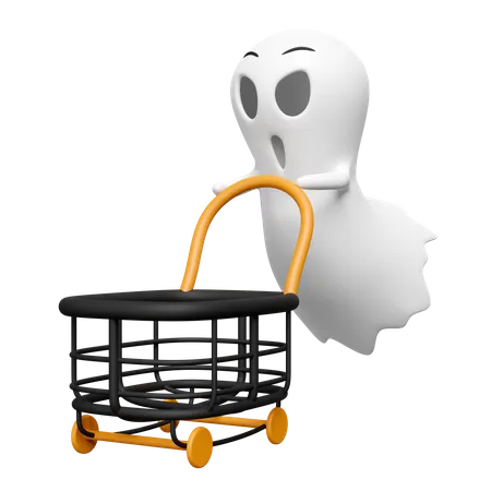 Fantasma empurrando carrinho de compras  3D Icon