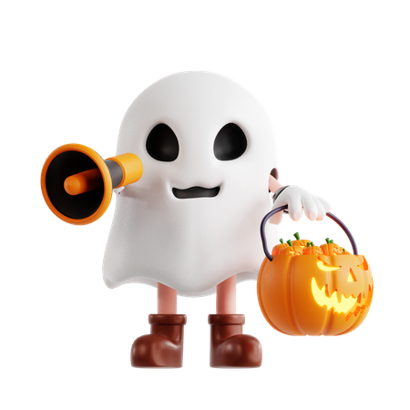 Fantasma fazendo promoção de Halloween  3D Illustration