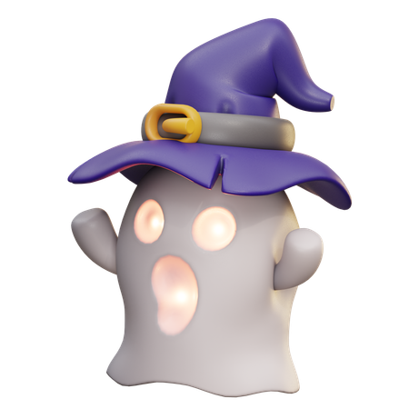 Fantasma fofo com chapéu de bruxa  3D Icon