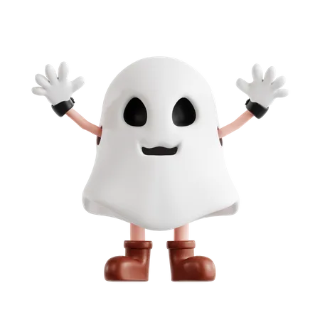 Fantasma levanta ambas manos  3D Illustration