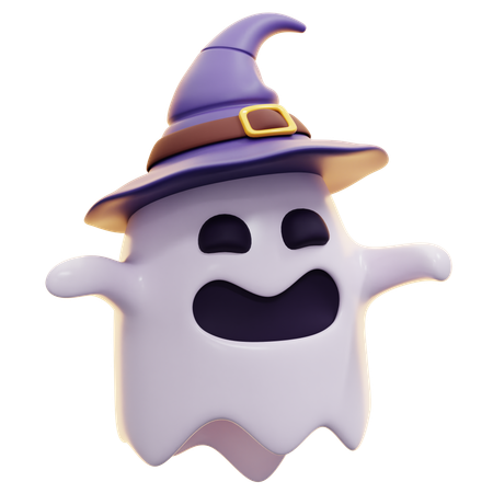 Fantasma usando chapéu de bruxa  3D Icon