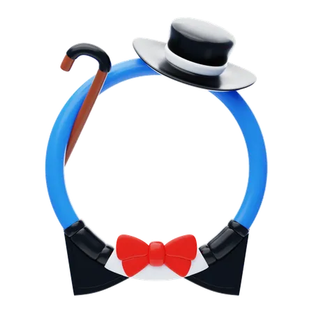 Fantasy Frame Blue With Classy Suit And Hat  3D Icon