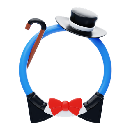 Fantasy Frame Blue With Classy Suit And Hat  3D Icon