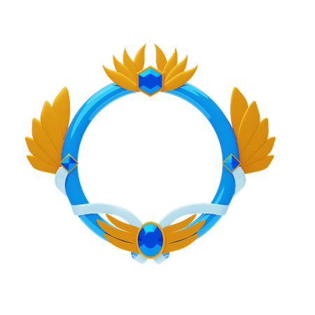 Fantasy Frame Blue With Gold Wings  3D Icon