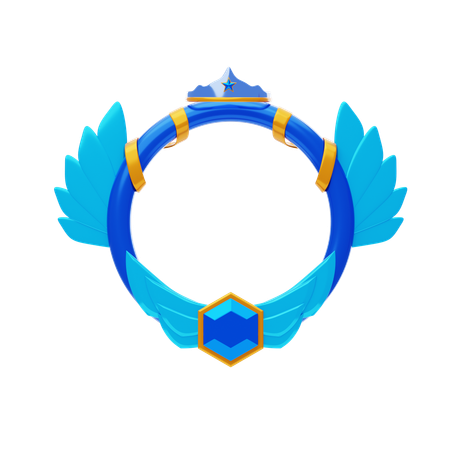 Fantasy Frame Blue With Wings And Crown  3D Icon