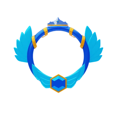 Fantasy Frame Blue With Wings And Crown  3D Icon