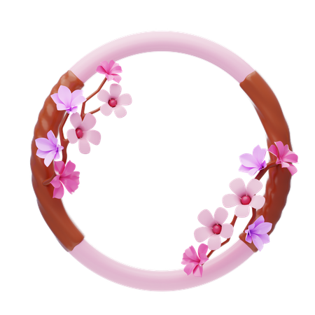Fantasy Frame Filled With Pink Flowers  3D Icon