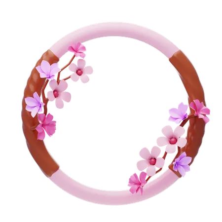 Fantasy Frame Filled With Pink Flowers  3D Icon