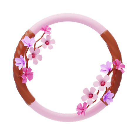 Fantasy Frame Filled With Pink Flowers  3D Icon