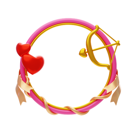 Fantasy Frame Pink With Arrow And Hearts  3D Icon