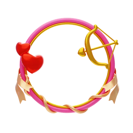 Fantasy Frame Pink With Arrow And Hearts  3D Icon