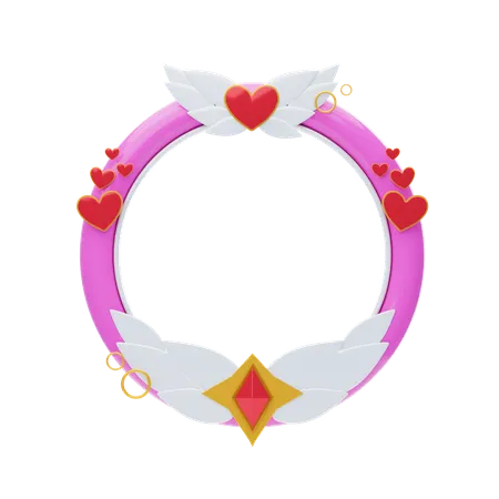 Fantasy Frame Pink With Heart And Ring  3D Icon