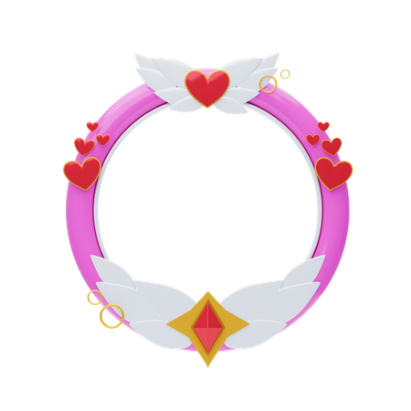 Fantasy Frame Pink With Heart And Ring  3D Icon