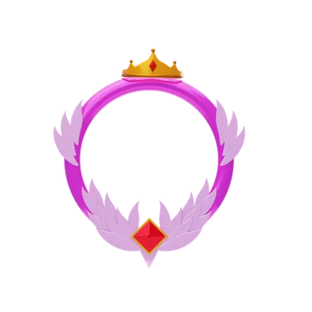 Fantasy Frame Pink With Wings And Crown  3D Icon