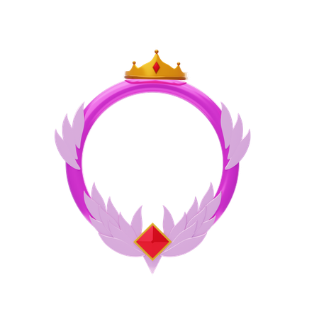 Fantasy Frame Pink With Wings And Crown  3D Icon