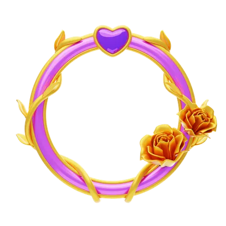 Fantasy Frame Purple With Golden Flowers  3D Icon