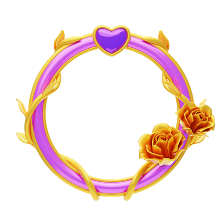 Fantasy Frame Purple With Golden Flowers  3D Icon