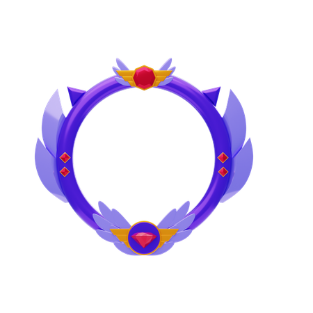 Fantasy Frame Purple With Wings And Diamonds  3D Icon