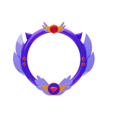 Fantasy Frame Purple With Wings And Diamonds  3D Icon