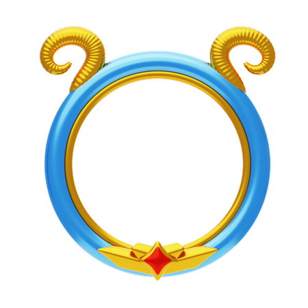 Fantasy Frame With Blue Ring And Horn  3D Icon