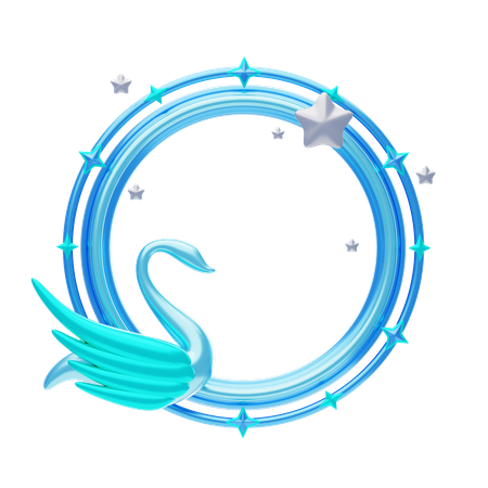 Fantasy Frame With Blue Ring And Swan  3D Icon