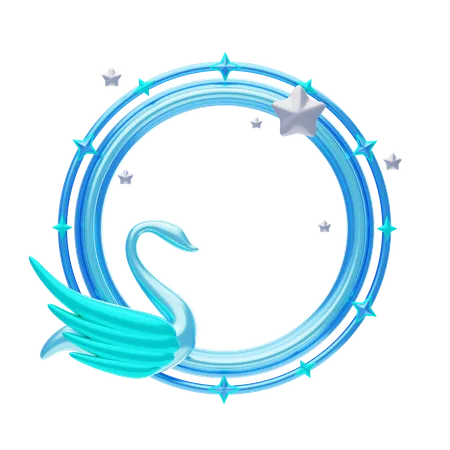 Fantasy Frame With Blue Ring And Swan  3D Icon