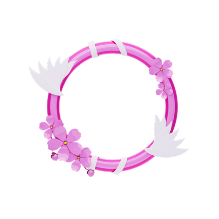 Fantasy Frame With Cherry Blossoms And White Wings  3D Icon