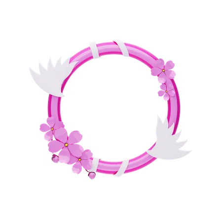 Fantasy Frame With Cherry Blossoms And White Wings  3D Icon