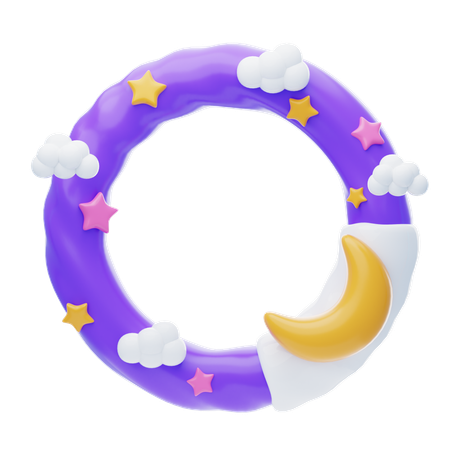 Fantasy Frame With Crescent Moon  3D Icon