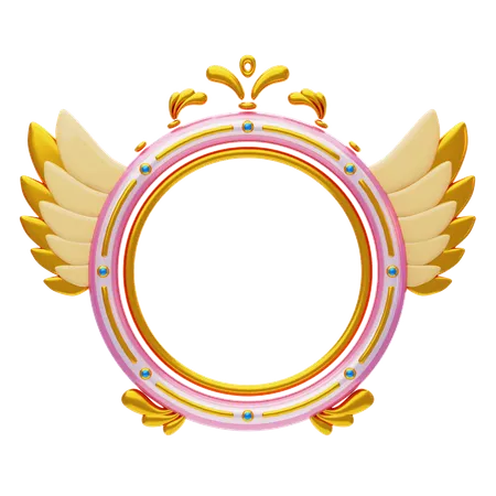 Fantasy Frame With Elegant Golden Wings  3D Icon